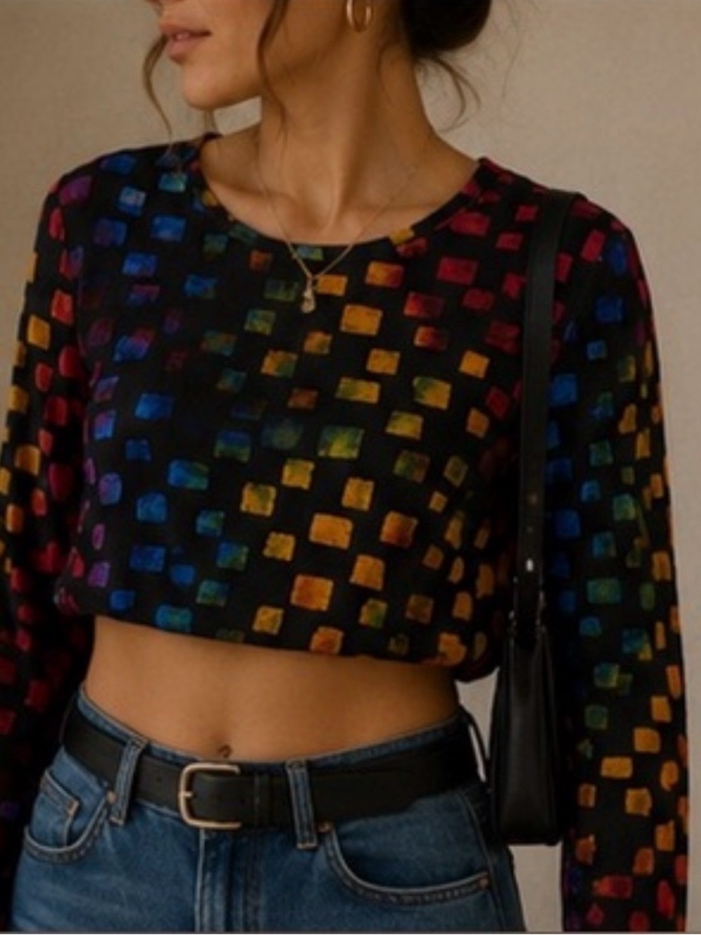 Joseph Ribkoff Rainbow Patchwork Tunic Art To Wear Festival Pride Top Indie L
